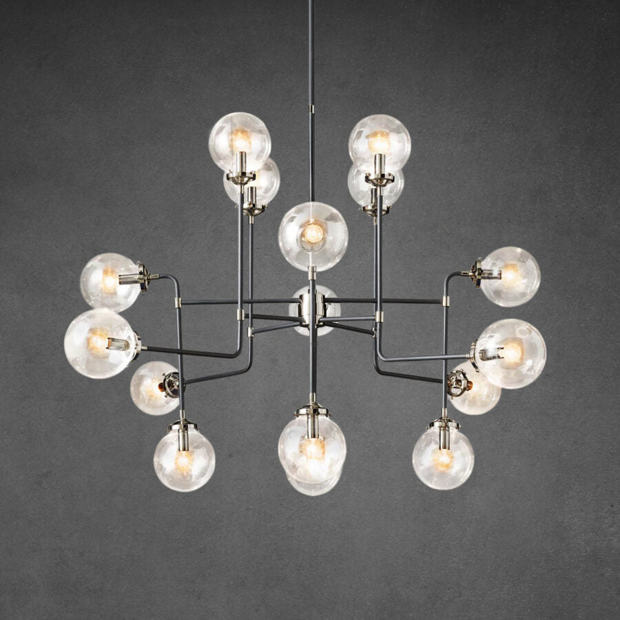 Bistro Globe Clear Glass Chandelier 56″