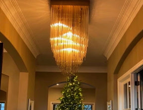 Cascade Glass Rectangular Chandelier 30"