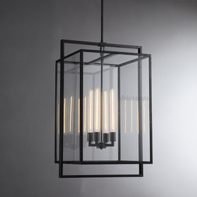 Becker Glass Lantern Modern Pendant Light 26" 34"