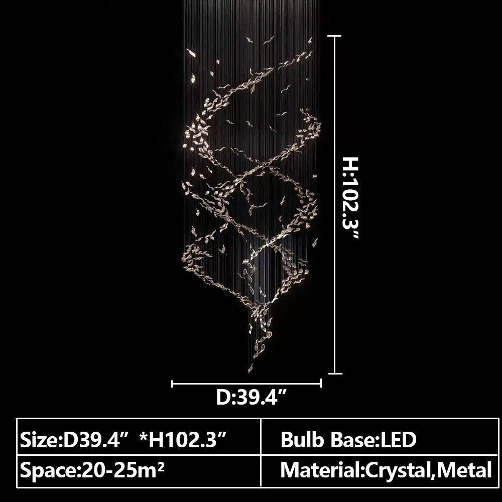 Extra Large Luxury Art Double Spiral Creative Crystal Chandelier For High-ceiling Foyer/Hallway/Entryway