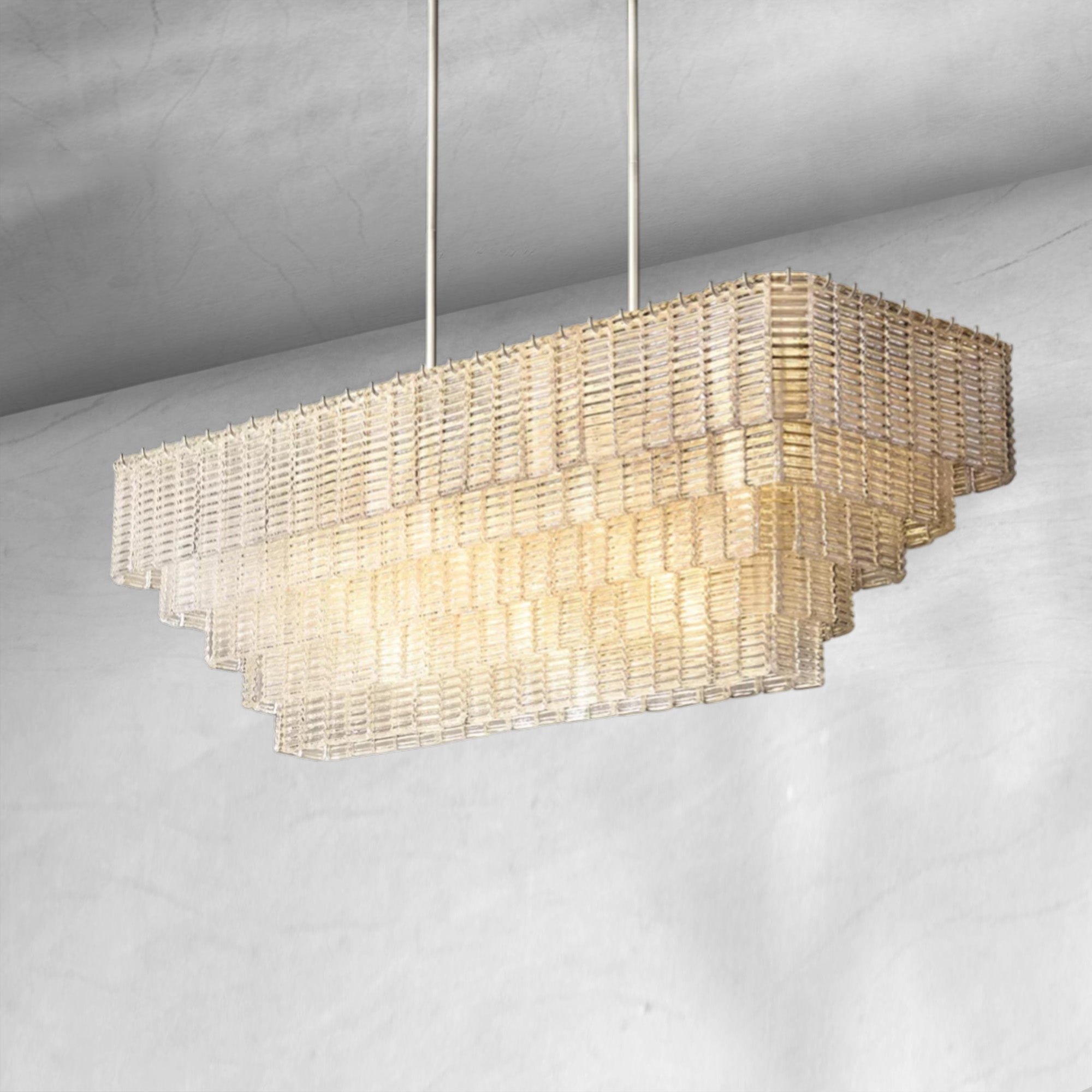 Sirena Clear Glass Rectangle Chandelier 59"