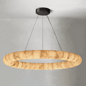 Rivaga Lisse Alabaster Round Chandelier 31" 41" 61"D - Arialamps