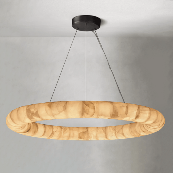 Rivaga Lisse Alabaster Round Chandelier 31" 41" 61"D - Arialamps