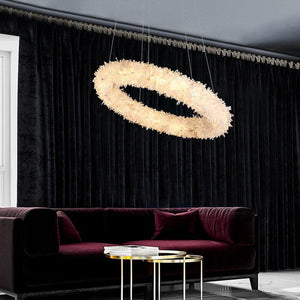 Rose Rock Crystal Chandelier Round Modern Chandelier Lighting