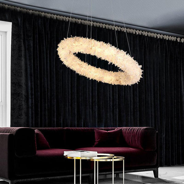 Rose Rock Crystal Chandelier Round Modern Chandelier Lighting