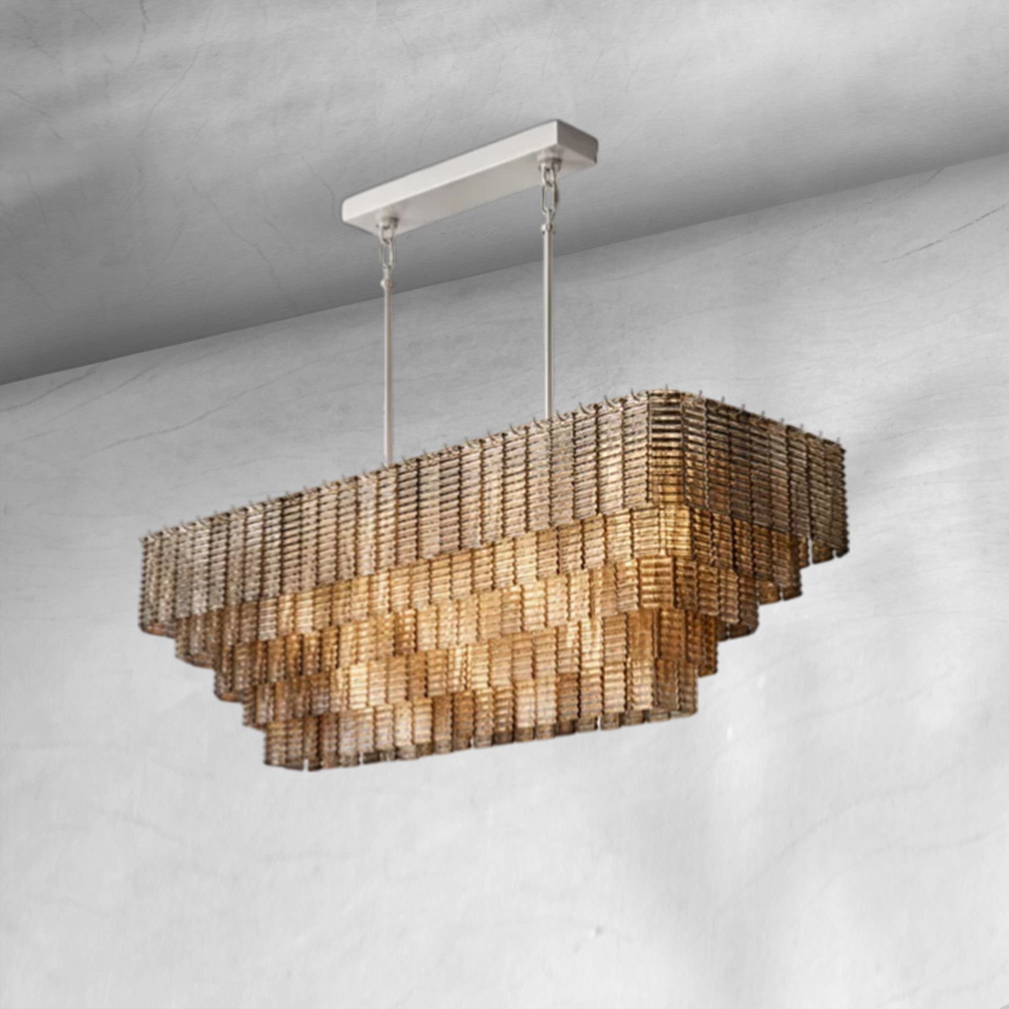 Sirena Smoke Glass Rectangle Chandelier 59"
