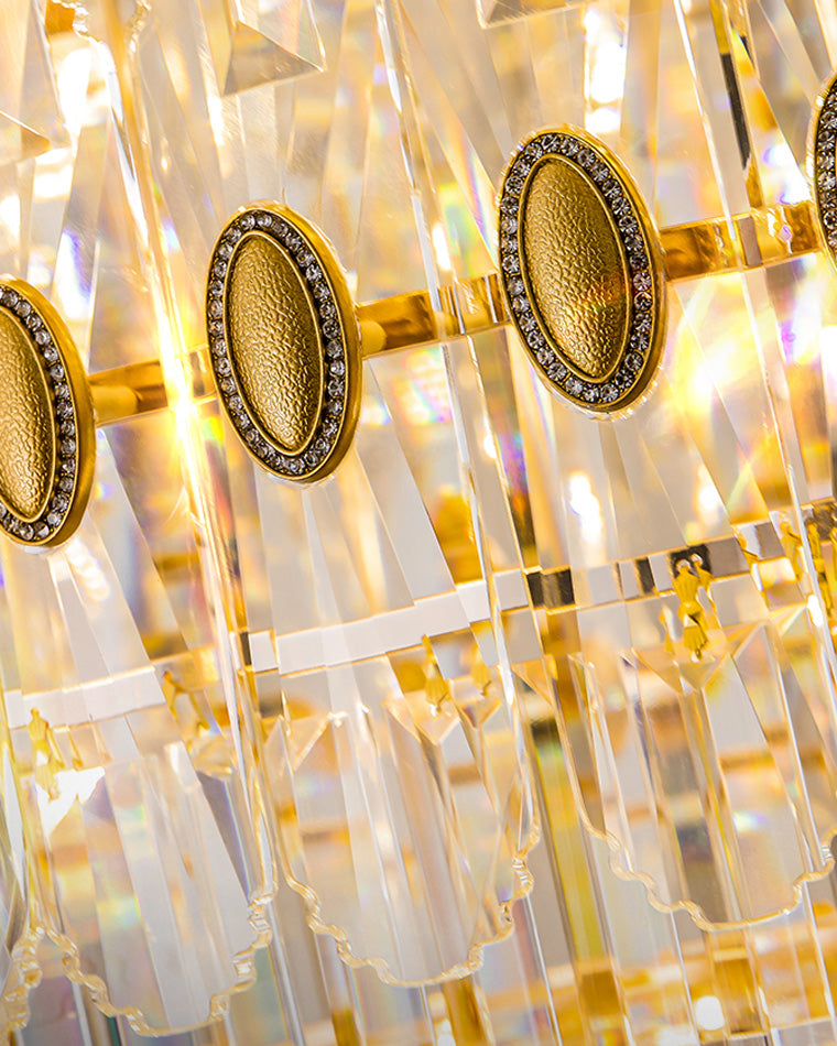 Aria Tiered Tapered Gold Crystal Chandelier