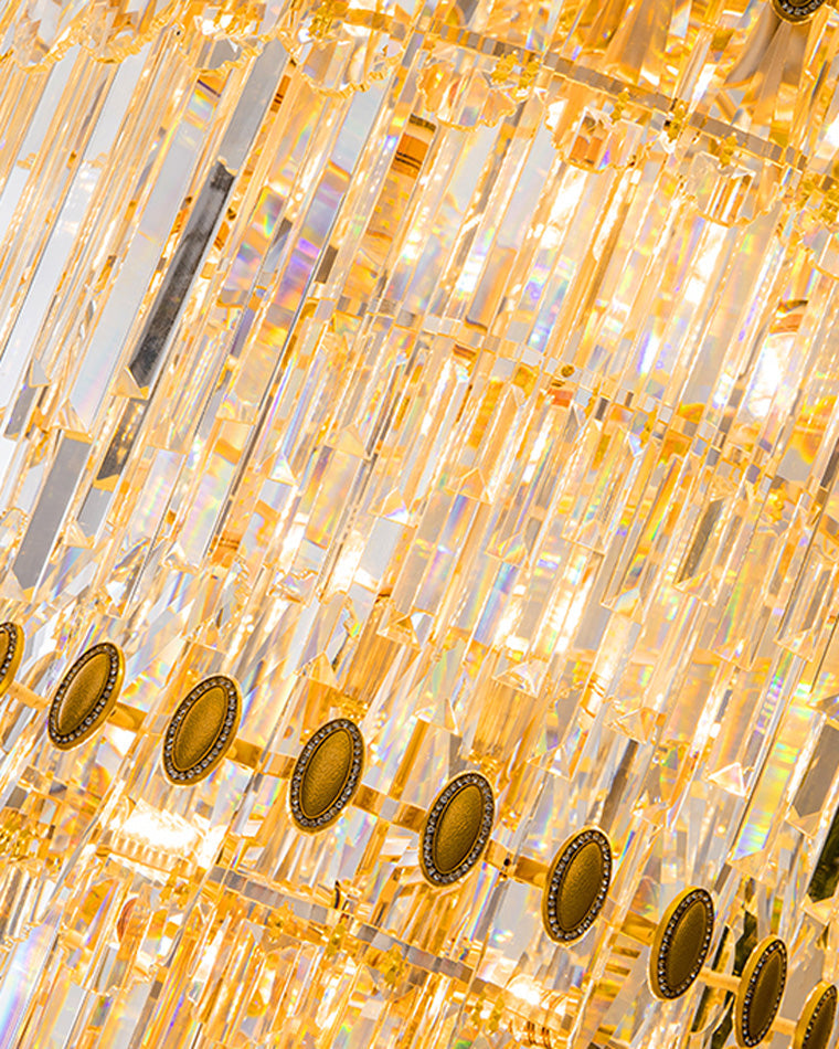Aria Tiered Tapered Gold Crystal Chandelier