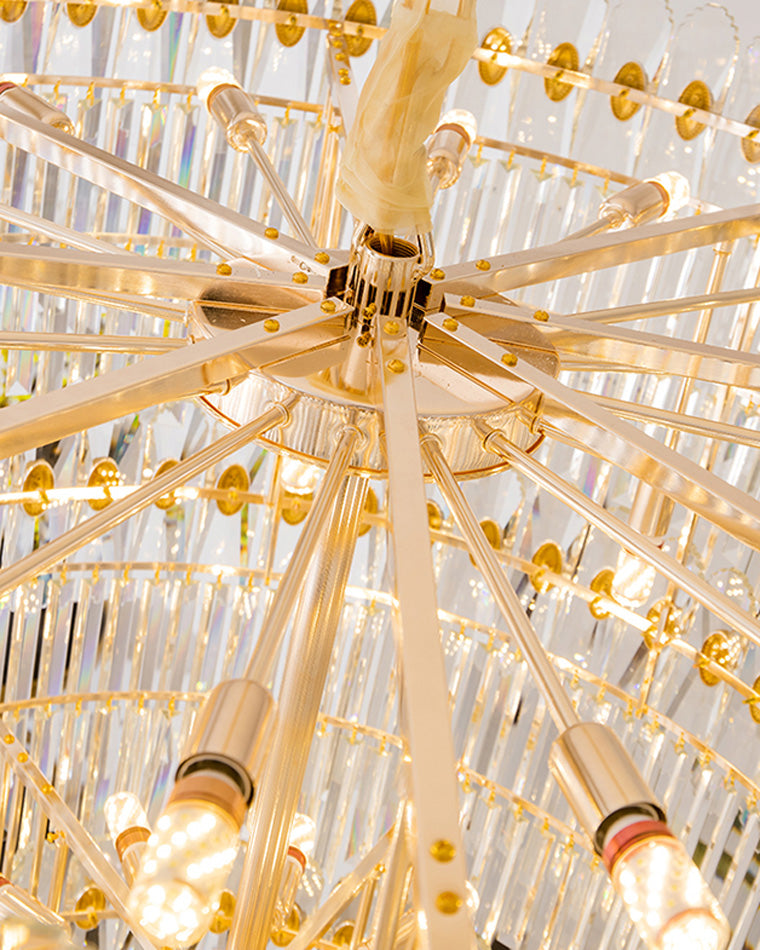 Aria Tiered Tapered Gold Crystal Chandelier