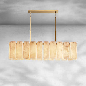 Calame Alabaster Rectangular Chandelier 60" - Arialamps