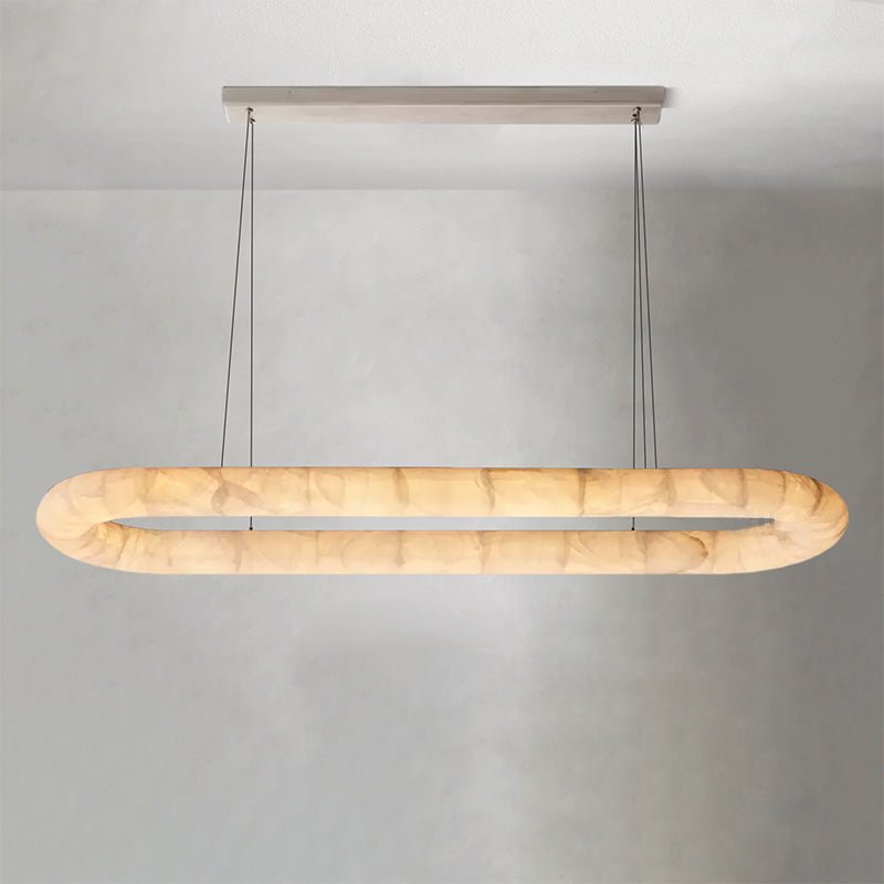 Rivaga Lisse Alabaster Oval Chandelier 57" 74" - Arialamps