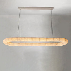 Rivaga Lisse Alabaster Oval Chandelier 57" 74" - Arialamps