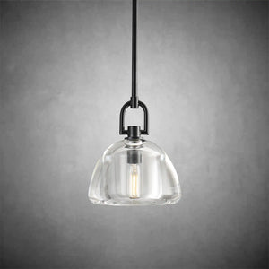 7" Black Glass Modern Pendant Light with Adjustable Height