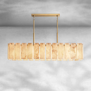 Calame Alabaster Rectangular Chandelier 72" - Arialamps