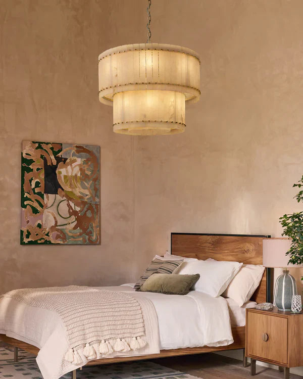 Sun Marcus Alabaster Round Tiered Chandelier