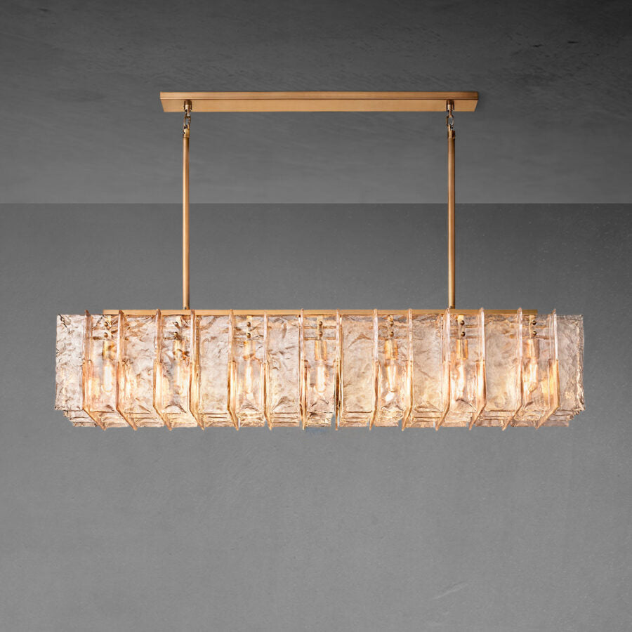 Lattic Smoke Glass Rectangular Chandelier 67″