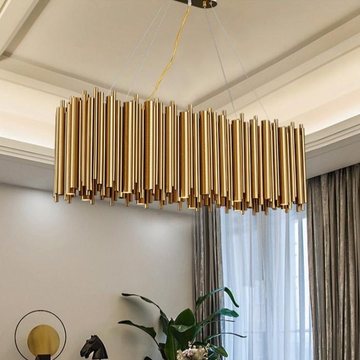 Aria Dora Rectangle Dining Room Chandelier Gold