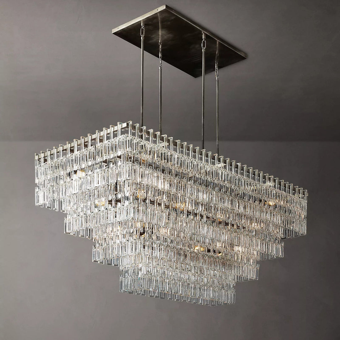 Melody Tier K9 Crystal  Rectangle Chandelier