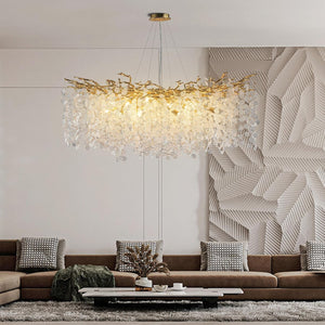 YUYI 47" Gold Tree Branch Modern Crystal Chandelier