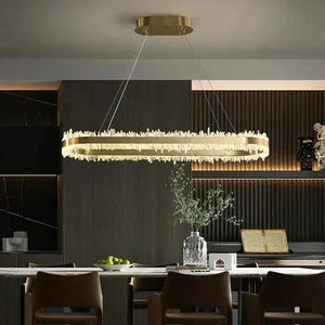 47 Inch Linear Chandelier Modern Quartz Crystal Chandelier for Dining Room - Arialamps