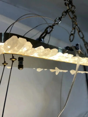 47'' Oval Modern Clear Geode Quartz Crystal Chandelier for Dining Room - Arialamps