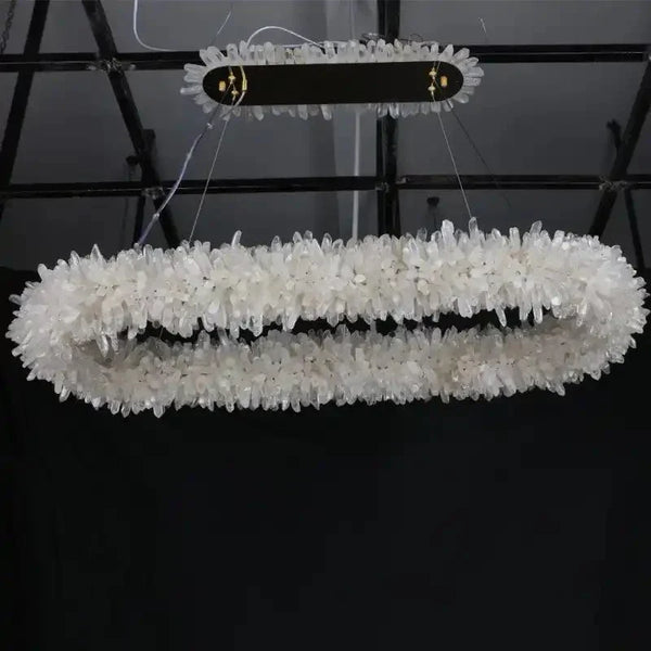 47'' Oval Modern Clear Geode Quartz Crystal Chandelier for Dining Room - Arialamps