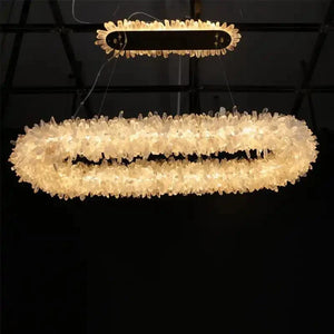 47'' Oval Modern Clear Geode Quartz Crystal Chandelier for Dining Room - Arialamps