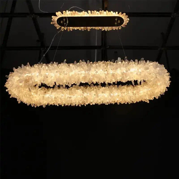 47'' Oval Modern Clear Geode Quartz Crystal Chandelier for Dining Room - Arialamps