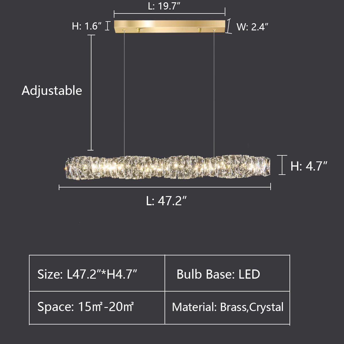 L47.2"*H4.7" chandelier,chandeliers,long table,big table,kitchen island,dining table,round table,crystal,gold,brass,metal,chain,adjustable