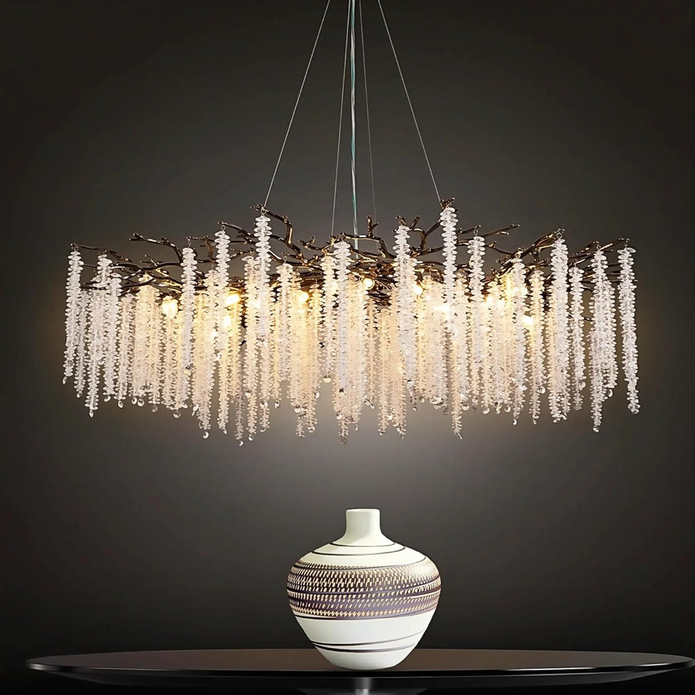 YUYI 47.2" Black Modern Crystal Chandelier for Dining Rooms