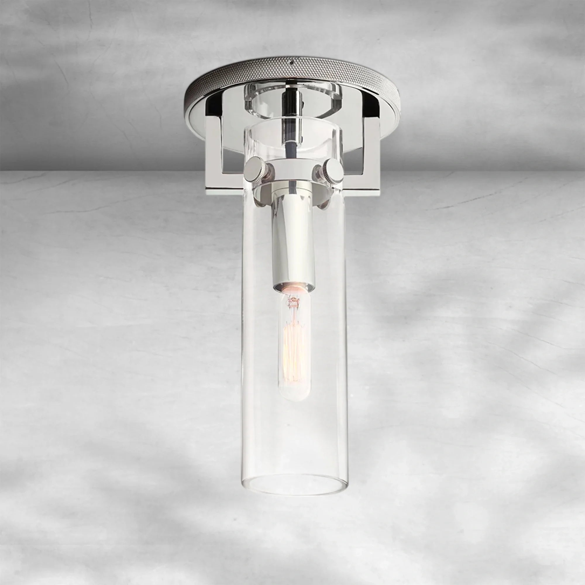 Machine Glass Cylinder Flushmount