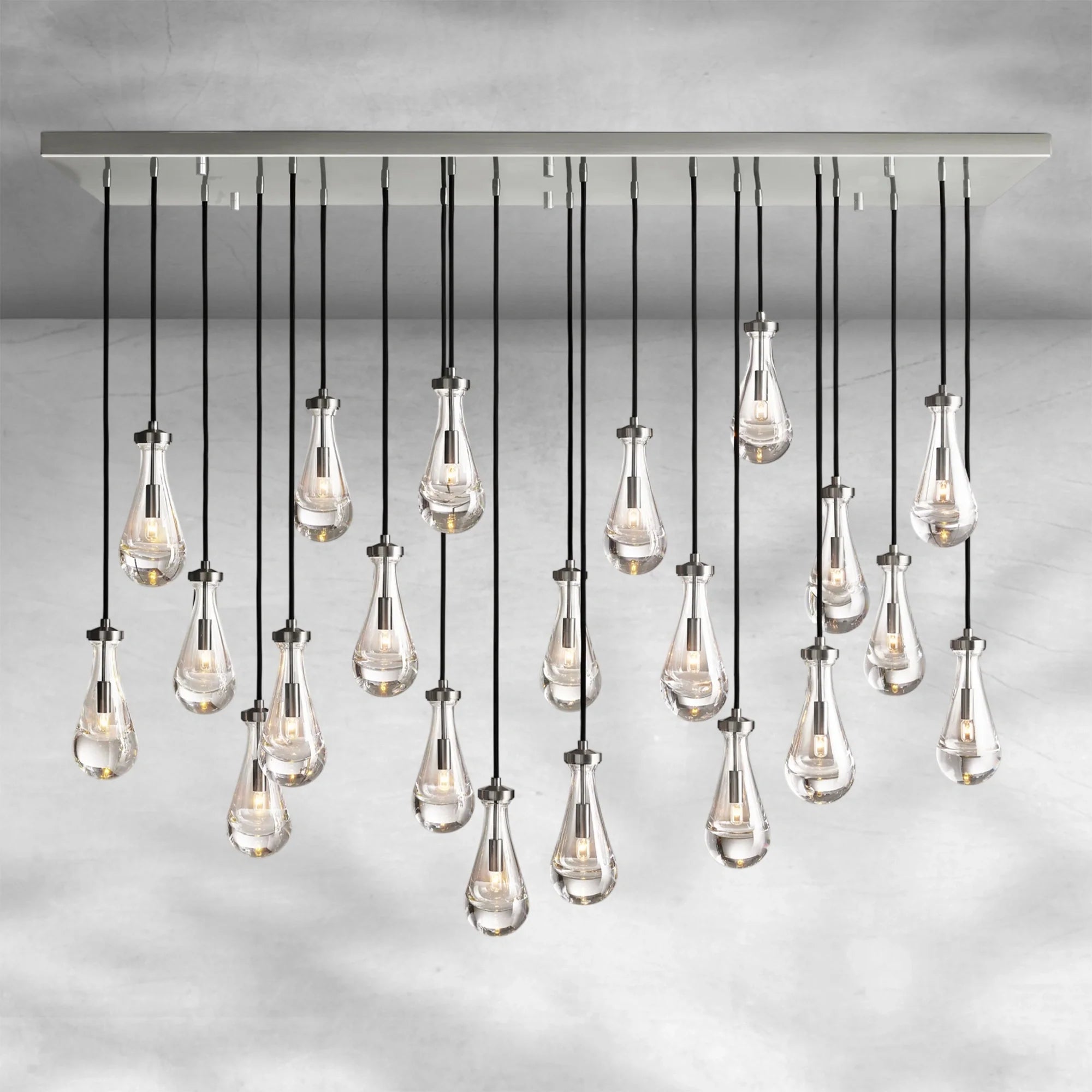 Raindrop Glass Linear Chandelier 72"