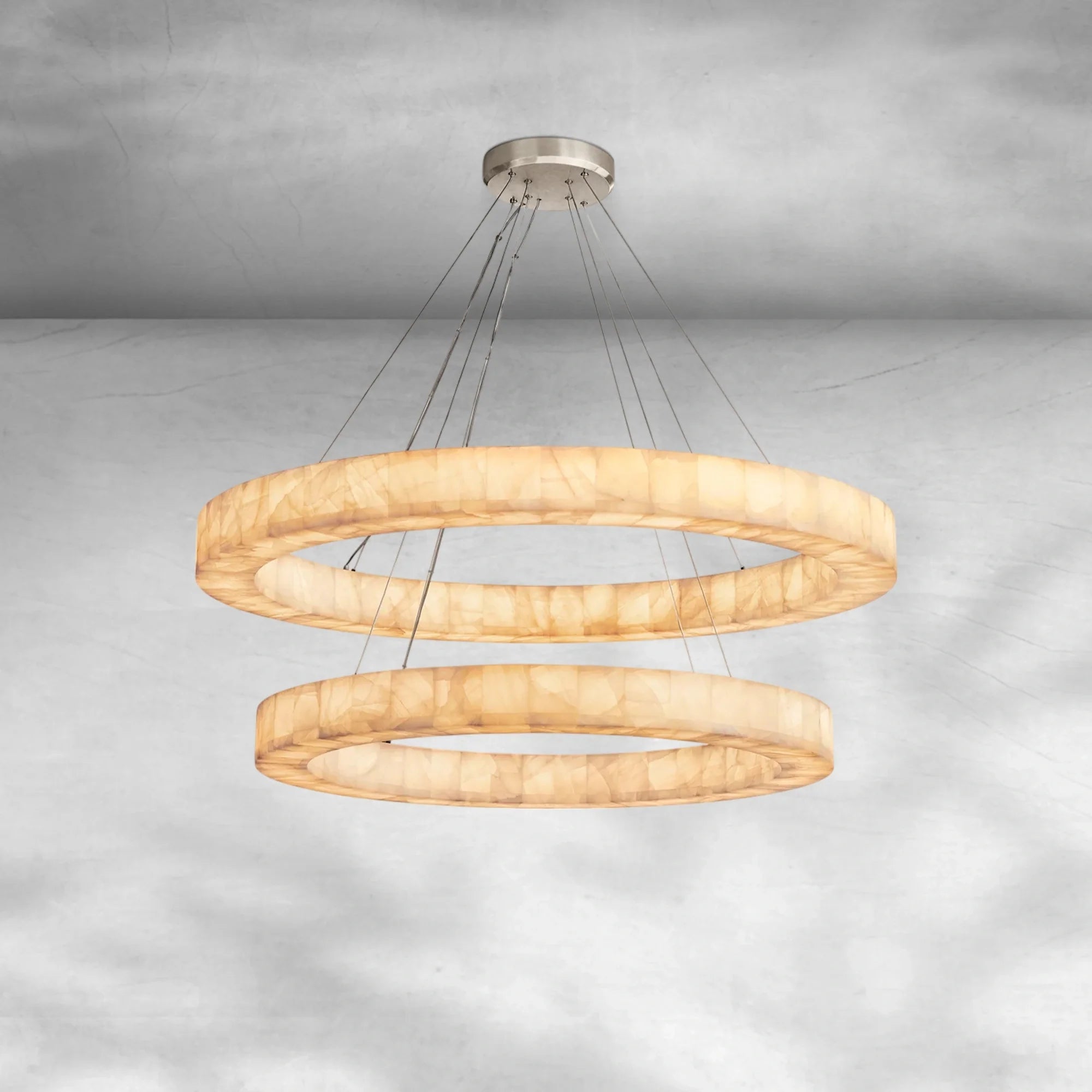 Rivaga 2-Tier Round Calcite Chandelier 60"