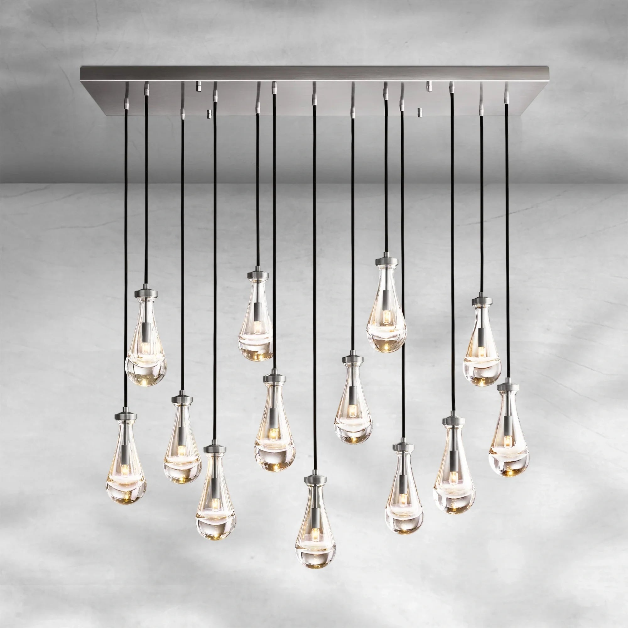 Raindrop Glass Linear Chandelier 54"