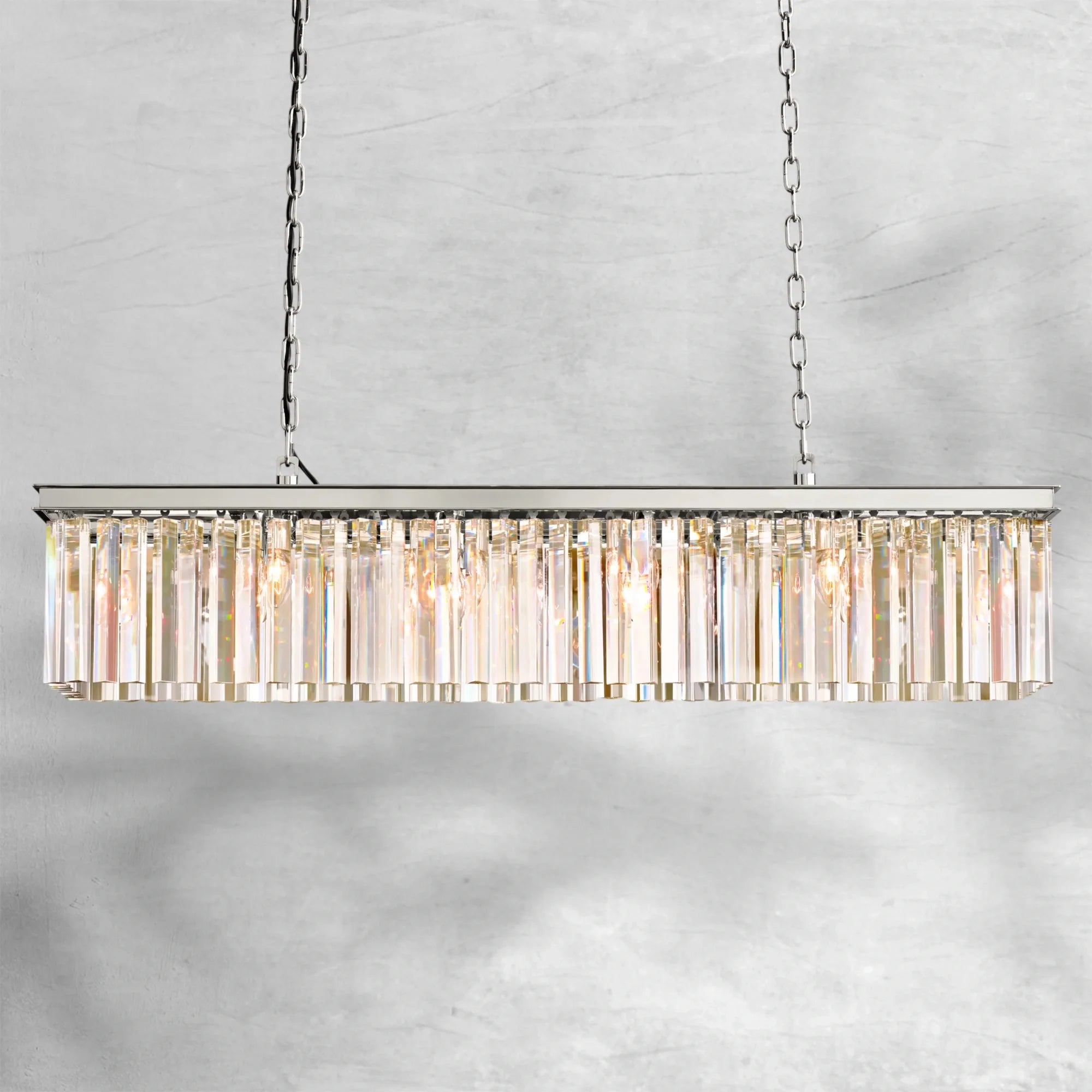 Rhysol Rectangular Crystal Chandelier 49"