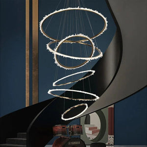 Rose Rock Crystal Multi-rings Chandelier Modern Chandelier Staircase