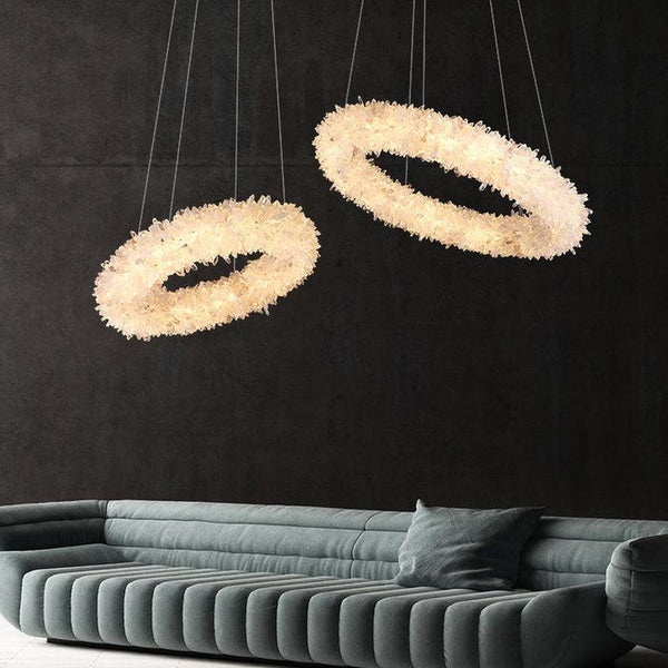 Rose Rock Crystal Chandelier Round Modern Chandelier Lighting