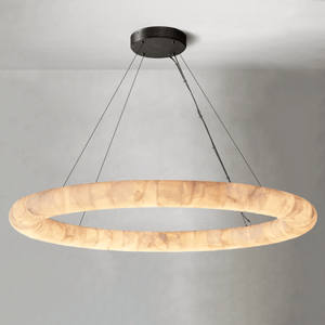 Rivaga Lisse Alabaster Round Chandelier 31" 41" 61"D - Arialamps