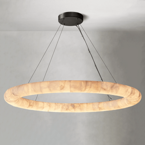 Rivaga Lisse Alabaster Round Chandelier 31" 41" 61"D - Arialamps