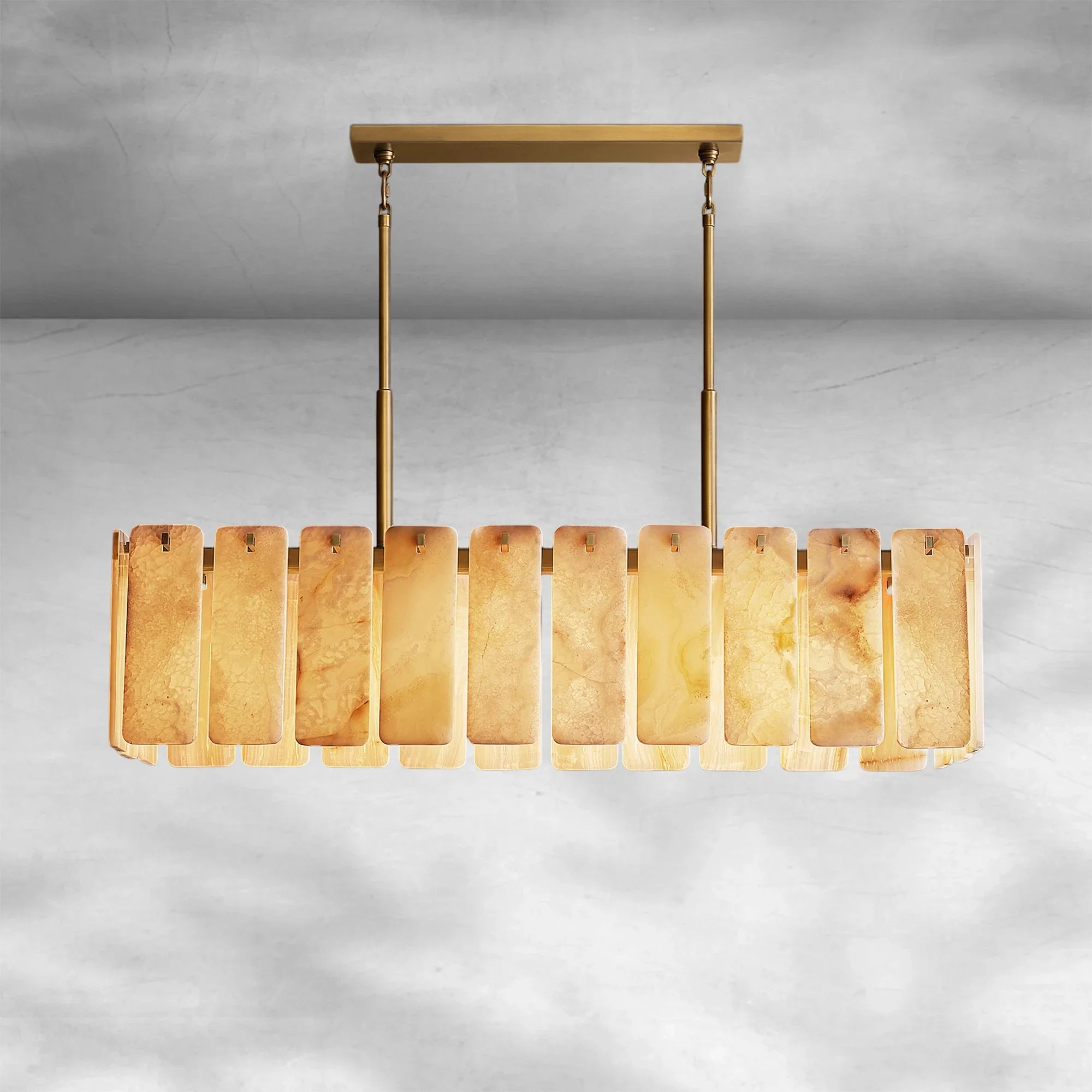 Calame Alabaster Rectangular Chandelier 60"