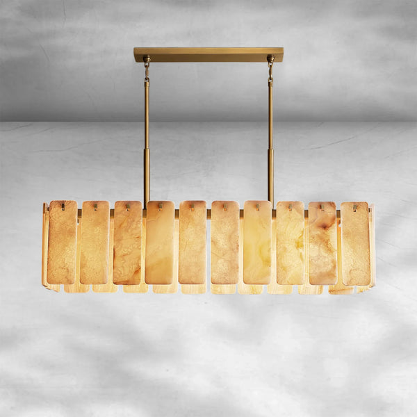 Calame Alabaster Rectangular Chandelier 60" - Arialamps