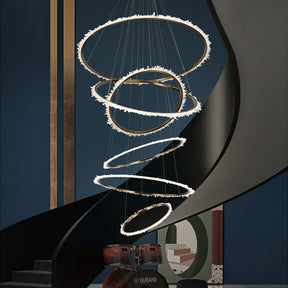 Aria Mamie Multi Rings Rock Crystal Chandelier for Staircase