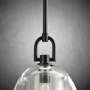 7" Black Glass Modern Pendant Light with Adjustable Height