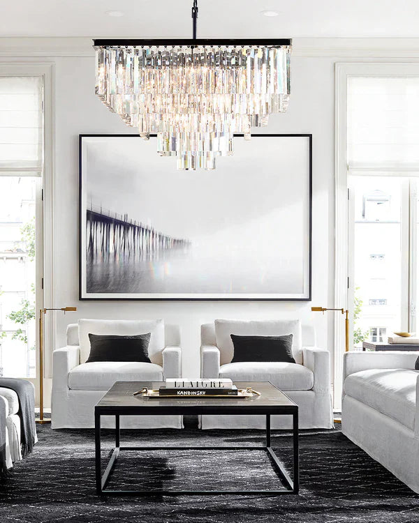 1920s Odaon Art Deco Square Chandelier 47"