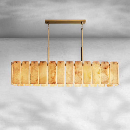 Calame Alabaster Rectangular Chandelier 72" - Arialamps