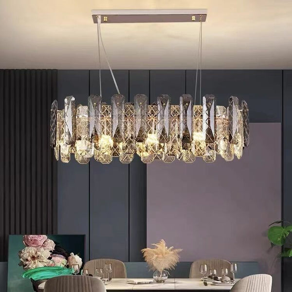 Modern Smoky Gray Crystal Chandelier Gleamy Light Fixture for Living/Dining Room/ Bedroom/ Home Office
