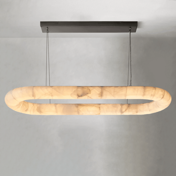 Rivaga Lisse Alabaster Oval Chandelier 57" 74" - Arialamps
