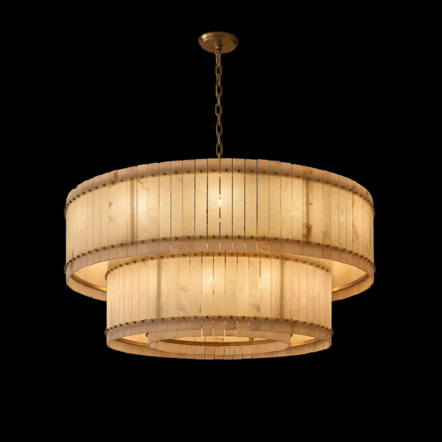 Lux Alabaster Round Tiered Chandelier 60″