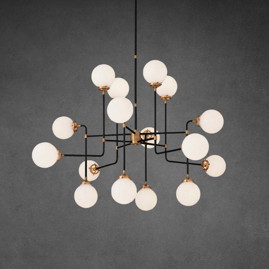 Bistro Globe Milk Glass Chandelier 56″