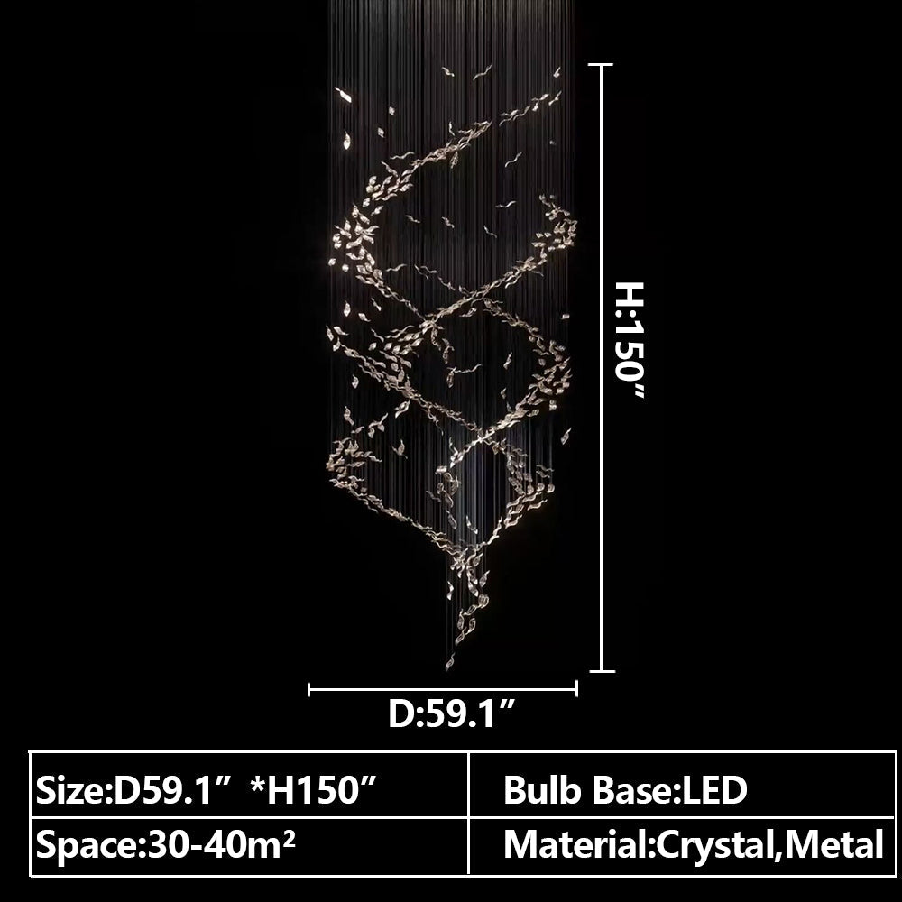 Extra Large Luxury Art Double Spiral Creative Crystal Chandelier For High-ceiling Foyer/Hallway/Entryway